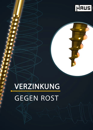 HausHalt Universal Holzbauschraube Holzschraube 6,0 x 160 mm PZ3 200 Stk. ( 2x 000051371220 ) gelb verzinkt Kreuzschlitz Pozidriv Senkkopf Teilgewinde - Toolbrothers