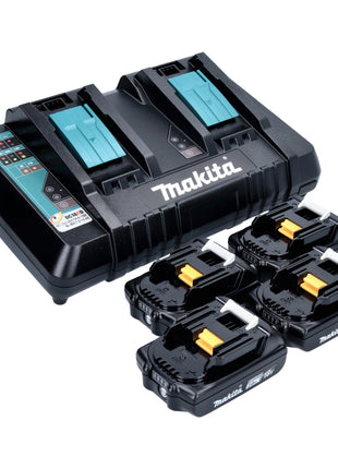 Kit di alimentazione Makita 18 V con 4x batterie BL 1820 B 2,0 Ah ( 4x 197254-9 ) + caricatore rapido doppio DC 18 RD ( 196933-6 )
