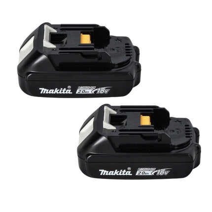 Kit alimentatore Makita 18 V con 2x batteria BL 1820 B 2,0 Ah ( 2x 197254-9 ) + caricatore rapido doppio DC 18 RD ( 196933-6 ) + Makpac