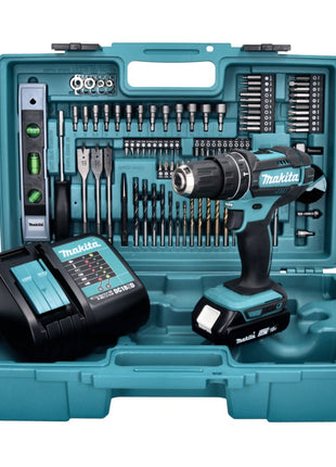 Makita DHP 482 SAX5 cordless impact drill 18 V 62 Nm + 1x rechargeable battery 2.0 Ah + charger + 101-piece accessory set + case