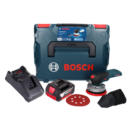 Bosch GEX 18V-125 Levigatrice rotorbitale a batteria professionale 18 V 125 mm brushless + 1x batteria ricaricabile 4,0 Ah + caricabatterie + L-BOXX