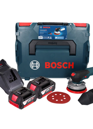 Bosch GEX 18V-125 Ponceuse excentrique à batterie professionnelle 18 V 125 mm sans balais + 2x batterie 4,0 Ah + chargeur + L-BOXX