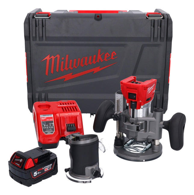 Milwaukee M18 FTR-501X Affleureuse sans fil 18V Brushless + 1x Batterie 5,0 Ah + Chargeur + Modules de fraisage + Coffret HD Box