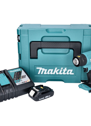 Makita DHG 180 RA1J cordless hot air gun 18 V 550 °C + 1x rechargeable battery 2.0 Ah + charger + Makpac