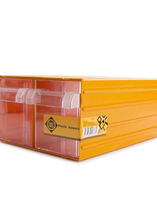 FORTE Tools K-56 Aufbewahrungsbox in 21.2x30.2x12.6 cm, Schubladenbox, Transparent, Kunststoff, mit 2 Schubladen, mit Schienensystem kombinierbar ( 000051144852 ) - Toolbrothers
