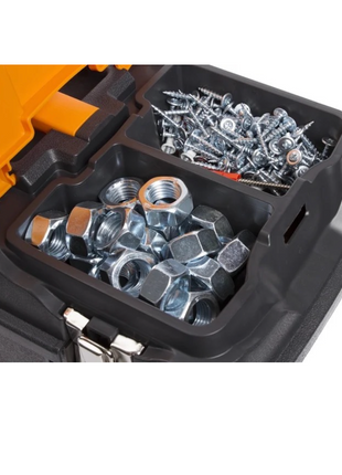 FORTE Tools MG-22 Jumbo Toolbox in 58x23x31 cm, Werkzeugkoffer, Koffer mit Metall-Laschen und internen Organizer, herausnehmbar, abschließbar ( 000051144585 ) - Toolbrothers