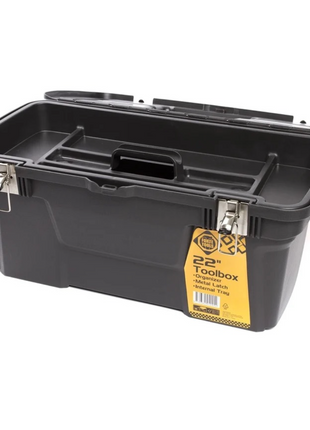 FORTE Tools MG-22 Jumbo Toolbox in 58x23x31 cm, Werkzeugkoffer, Koffer mit Metall-Laschen und internen Organizer, herausnehmbar, abschließbar ( 000051144585 ) - Toolbrothers