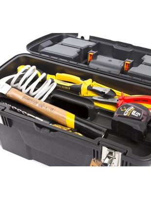 FORTE Tools MG-22 Jumbo Toolbox in 58x23x31 cm, Werkzeugkoffer, Koffer mit Metall-Laschen und internen Organizer, herausnehmbar, abschließbar ( 000051144585 ) - Toolbrothers