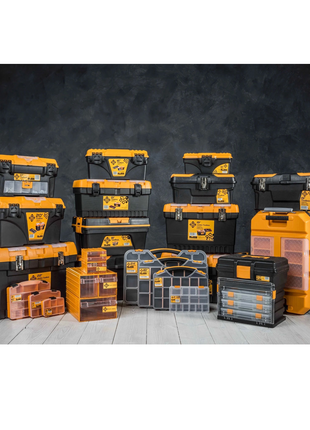 FORTE Tools MG-22 Jumbo Toolbox in 58x23x31 cm, Werkzeugkoffer, Koffer mit Metall-Laschen und internen Organizer, herausnehmbar, abschließbar ( 000051144585 ) - Toolbrothers