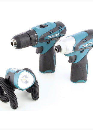 Makita DK 1474 X1 10,8 Li-Ion Akku Werkzeug Set mit 5 Maschinen + 3x Akku + Lader in Tasche - Toolbrothers