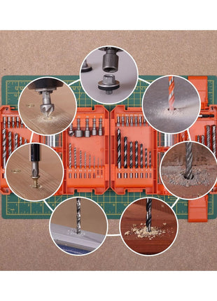Set di punte per trapano e cacciavite WellCut da 51 pezzi in acciaio HSS, con portapunte magnetico e custodia portatile ( WC-DB51U )