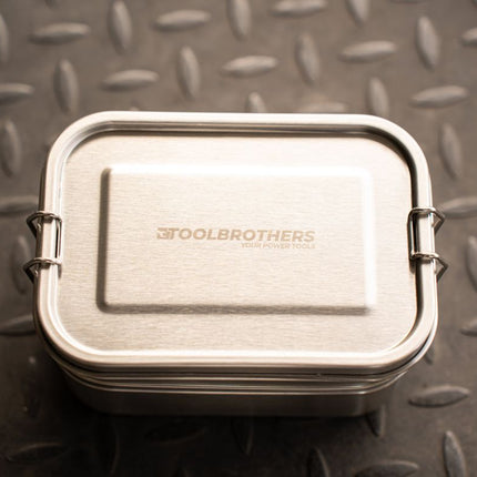 Toolbrothers Fan Lunchpaket in Makita Kühltasche mit Edelstahl Brotdose mit Trennfächern und Edelstahldeckel 1200 ml + Edelstahl Trinkflasche 500 ml + 4 in 1 Multifunktions Besteck - Toolbrothers