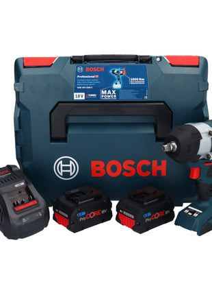 Bosch GDS 18V-1000 C Professional Visseuse à chocs sans fil 18 V 1000 Nm BITURBO Brushless + 2x batterie ProCORE 8,0 Ah + chargeur + GCY 42 Bluetooth Modul + L-Boxx ( 06019J8002 )