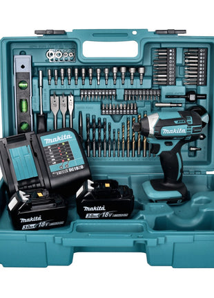 Makita DTD 152 SF2X5 Avvitatore a impulsi a batteria 165 Nm 18V + 2 batterie da 3,0Ah + caricatore + valigetta + set di 101 accessori