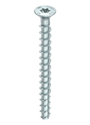 HECO MULTI MONTI plus F Vis 7,5 x 80 mm - Vis à béton- Tête fraisée - T-Drive - Zingué bleu - A2K - 200 pièces (4x 48515)