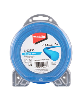 Makita 2-Trimmer Head Assembly Tap&Go 2.0 mm + Round Trim Nylon Cord 1.6 mm 15 m for 18V Cordless String Trimmer DUR187 and DUR188 (2x 191D91-7) (2x E-02733)