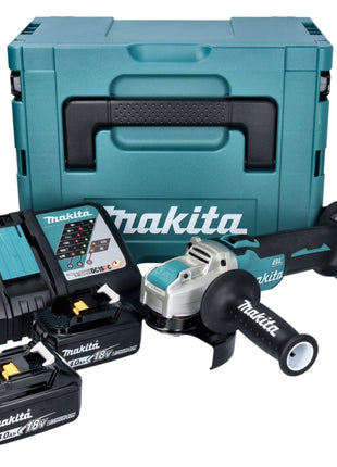 Makita DGA 521 RMX1J Smerigliatrice angolare a batteria 18 V 125 mm X-LOCK Brushless + 2x batteria 4,0 Ah + caricabatterie + Makpac