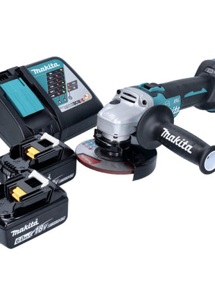 Makita DGA 513 RG cordless angle grinder 18 V 125 mm brushless + 2x rechargeable battery 6.0 Ah + charger