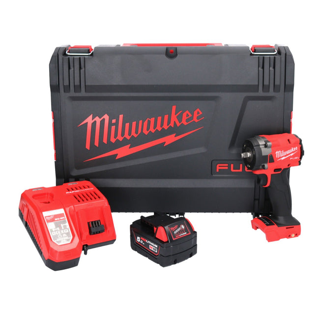 Milwaukee M18 FIW2F38-501X Visseuse à choc compacte sans fil 339 Nm 3/8 " 18V Brushless + 1x Batterie 5,0 Ah + Chargeur + Coffret HD Box