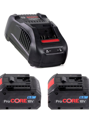 Bosch Starter-Set ProCore mit 2x ProCORE 18 V 8,0 Ah Professional Akku GBA ( 1600A016GK ) und GAL 1880 CV Ladegerät