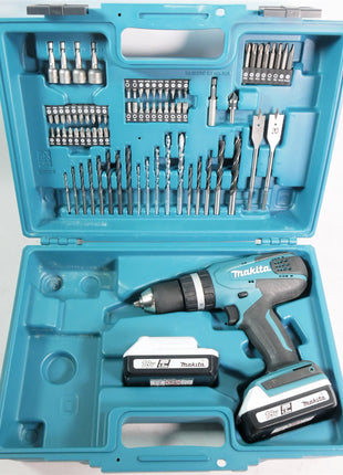 Makita HP 457 DWE10 Akku Schlagbohrschrauber 18 V 42 Nm G Serie 2x Akku 1 5 Ah 74 tlg Bit Bohrer Set Koffer Unvollstaendig 1 - toolbrothers