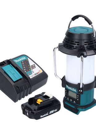 Makita DMR 055 RA1 cordless radio 18 V FM with lantern 360° torch + 1x rechargeable battery 2.0 Ah + charger