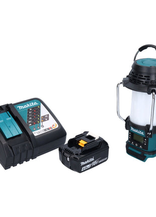 Makita DMR 055 RM1 radio a batteria 18 V FM con lanterna a 360° + 1x batteria ricaricabile 4,0 Ah + caricabatterie