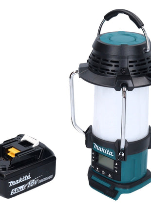 Radio a batteria Makita DMR 055 T1 18 V FM con lanterna a 360° + 1x batteria ricaricabile 5,0 Ah - senza caricabatterie