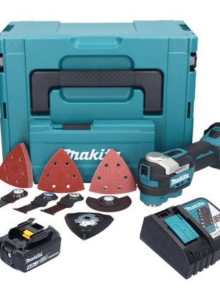 Multiutensile a batteria Makita DTM 52 RM1JX4 18 V Starlock Max Brushless + 1x batteria 4,0 Ah + caricabatterie + kit accessori + Makpac