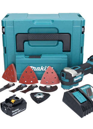 Multiutensile a batteria Makita DTM 52 RT1JX4 18 V Starlock Max Brushless + 1x batteria 5,0 Ah + caricabatterie + kit accessori + Makpac
