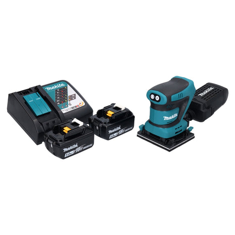 Makita DBO480RT Cordless Finishing Sander 112 x 102 mm 18V + 2x Batteries 5.0 Ah + Charger