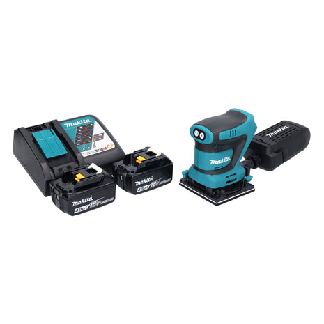 Levigatrice orbitale a batteria Makita DBO 481 RM 18 V 112 x 102 mm + 2x batteria ricaricabile 4,0 Ah + caricabatterie
