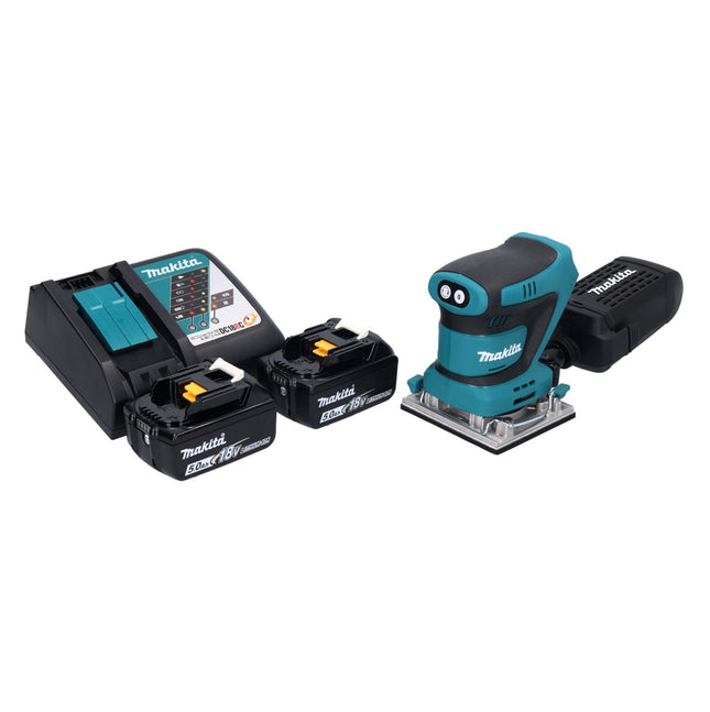 Makita DBO482RT Levigatrice vibrante a batteria 112x102mm 18V + 2x batterie 5.0Ah + caricabatterie