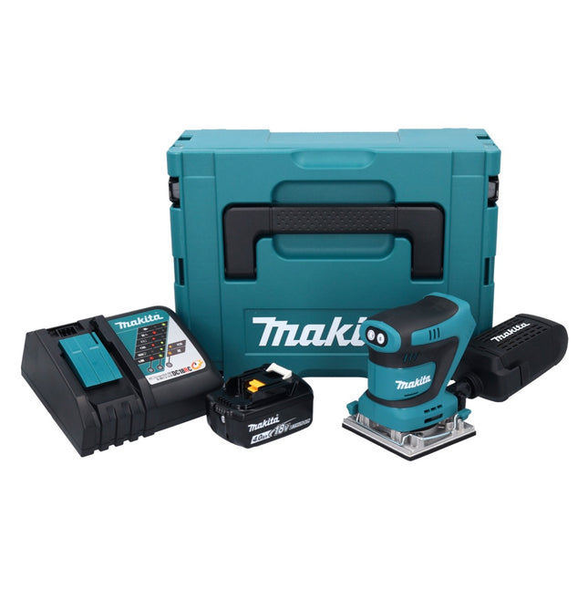 Levigatrice vibrante a batteria Makita DBO 482 RM1J 18 V 112 x 102 mm + 1x batteria 4,0 Ah + caricabatterie + Makpac