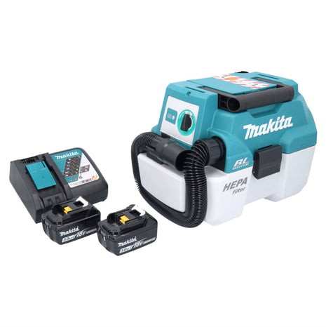 Makita DVC 750 LRF Cordless Vacuum Blower LXT 67mbar 7,5l 18V Brushless + 2x Batteries 3,0Ah + Charger