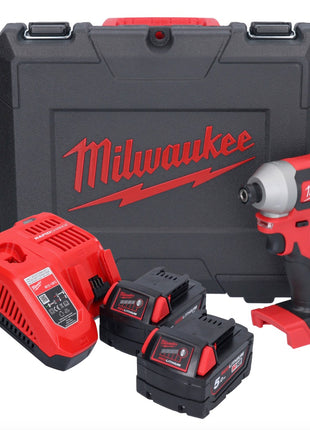 Llave de impacto inalámbrica Milwaukee M18 CBLID-502C 18 V 180 Nm 1/4" sin escobillas + 2x baterías 5,0 Ah + cargador + estuche