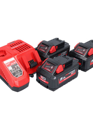 Milwaukee M18 NRG-553 Set di avviamento batteria ad alta potenza 18 V + 3x batteria 5,5 Ah ( 3x 4932464712 ) + caricatore M12-18 FC ( 4932451079 )