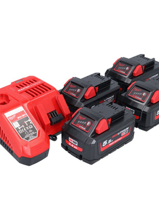 Milwaukee M18 NRG-554 Battery Starter Set High Output 18 V + 4x batteria 5,5 Ah ( 4x 4932464712 ) + caricatore M12-18 FC ( 4932451079 )