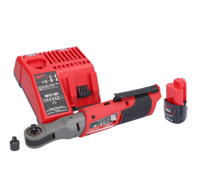 Milwaukee M12 FIR38-201 cricchetto a batteria 12 V 75 Nm 3/8" 1/4" + 1x batteria ricaricabile 2,0 Ah + caricatore