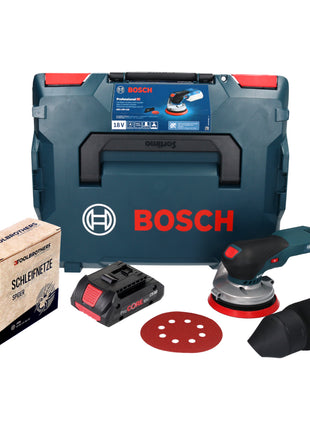 Akumulatorowa szlifierka oscylacyjna Bosch GEX 18V-125 Professional 18 V 125 mm bezszczotkowa + 1x zestaw ścierny sieciowy Toolbrothers SPIDER + 1x akumulator ProCORE 4,0 Ah + L-BOXX - bez ładowarki