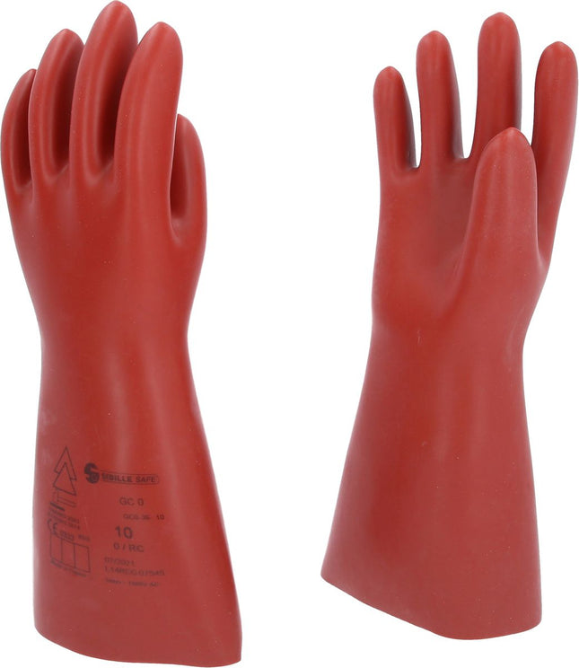 KS TOOLS Elektriker-Schutzhandschuh mit mechanischem Schutz, Größe 10, Klasse 0, rot ( 117.0069 )