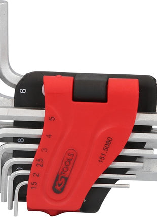 KS TOOLS Serie di chiavi maschio esagonali piegate in supporto a clip,10pz.1,5-10mm ( 151.5080 )