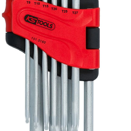 KS TOOLS Kugelkopf-Torx-Winkelstiftschlüssel-Satz, lang, 10-tlg ( 151.5180 ) - Toolbrothers