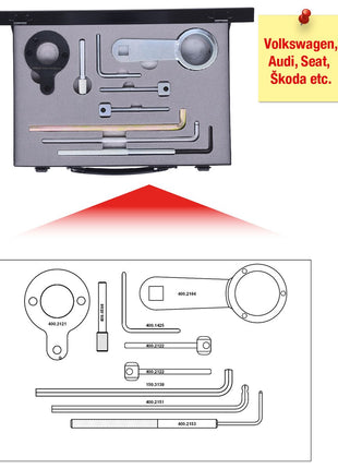 KS TOOLS Jeu d'outils de réglage moteur pour VAG, 9 pcs, Audi, Seat, Škoda, Volkswagen ( 400.2120 )