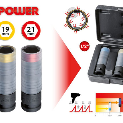 KS TOOLS SlimPOWER Impact-Stecknuss-Satz, 3-tlg, 1/2" ( 515.0990 ) - Toolbrothers
