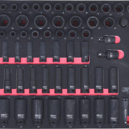 KS TOOLS 3/8'+1/2' Serie SCS di chiavi a bussola, 73 pz, modulo 1/1 ( 711.0073 )
