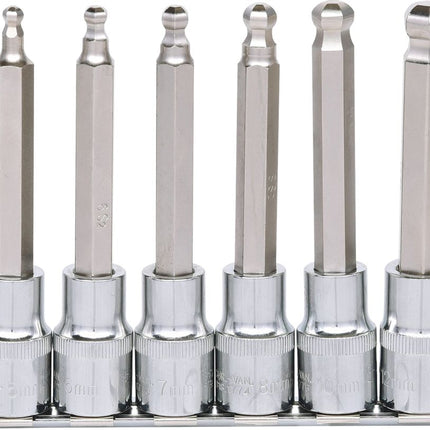 KS TOOLS 1/2" CHROMEplus Bit-Stecknuss-Satz Innen6kant, Kugelkopf, 6-tlglang,  5-12mm ( 918.1665 ) - Toolbrothers
