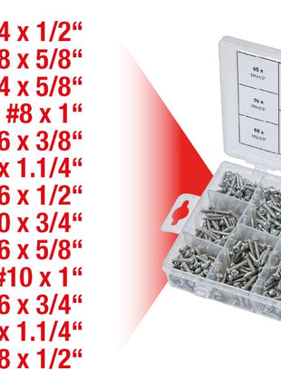 KS TOOLS Sortiment Linsenkopf-Blechtreibschrauben, 550-tlg ( 970.0420 ) - Toolbrothers
