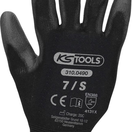 KS TOOLS Mikro-Feinstrickhandschuhe-schwarz, 7, 12 Paar ( 310.0490 ) - Toolbrothers