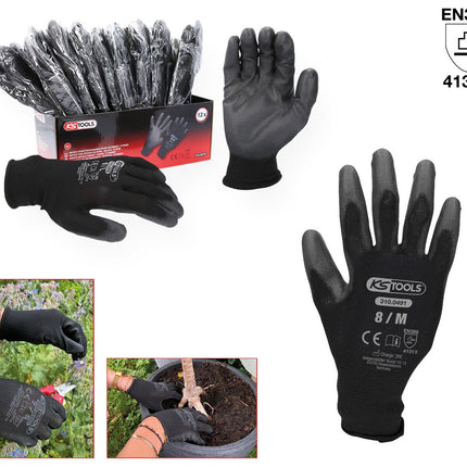 KS TOOLS Mikro-Feinstrickhandschuhe-schwarz, 8, 12 Paar ( 310.0491 ) - Toolbrothers